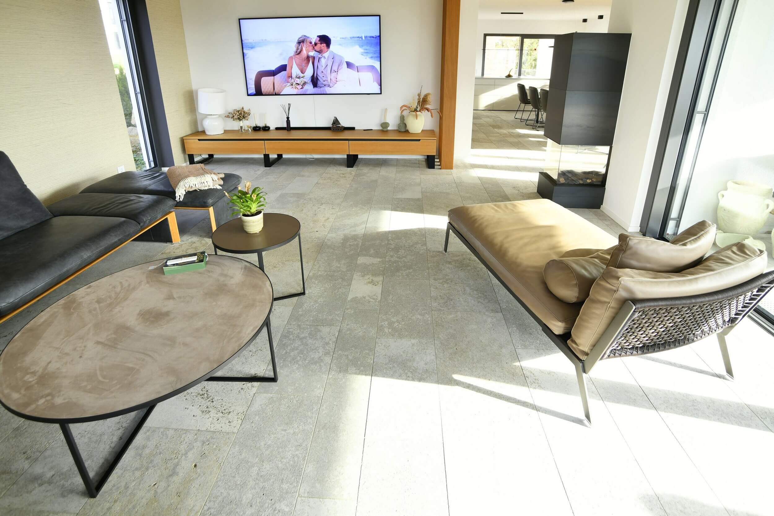 Wohnzimmer mit Muschelkalk