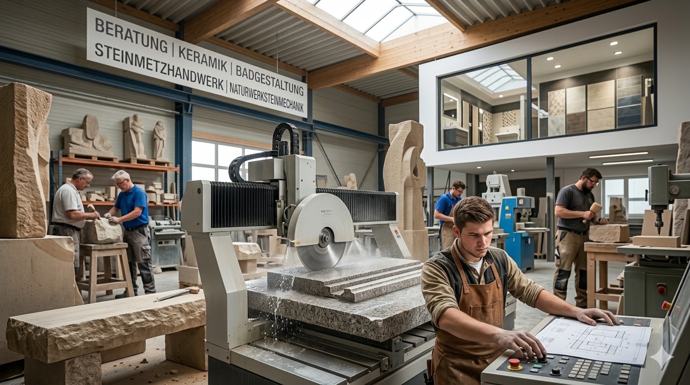 Azubi an CNC-Maschine in der Werkstatt
